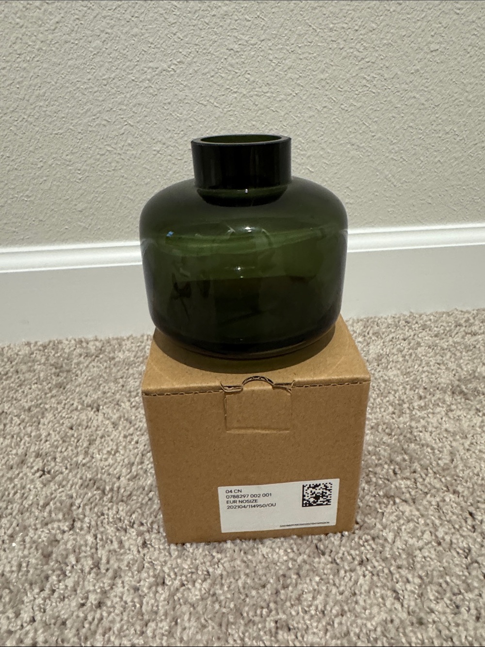 H&M Olive Green Rounded Glass Vase